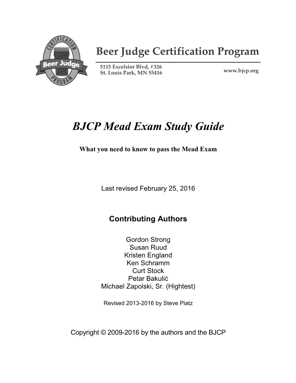 BJCP Mead Exam Study Guide