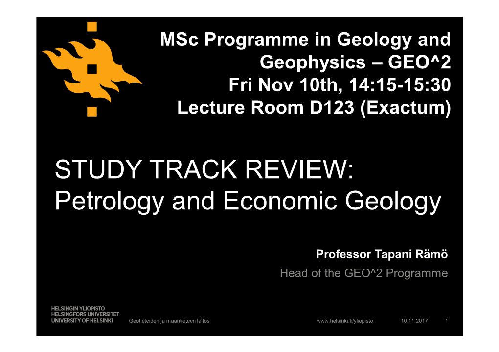 STUDY TRACK REVIEW: Petrology and Economic Geology