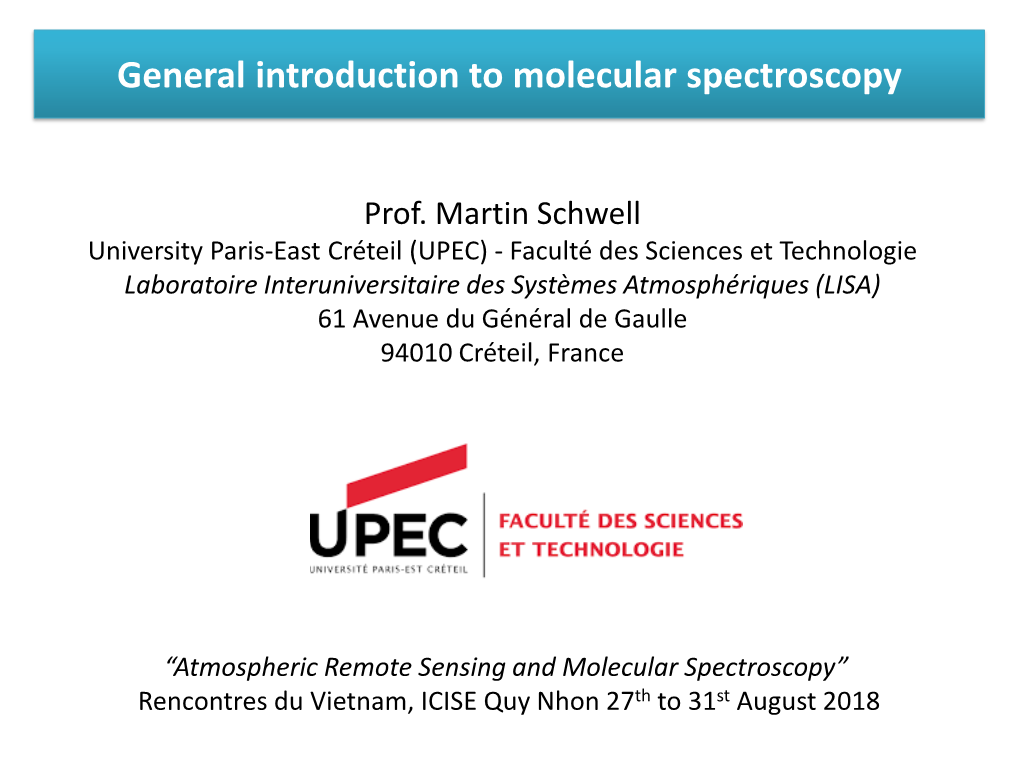 General Introduction to Spectros