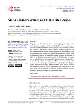 Alpha Centauri System and Meteorites Origin