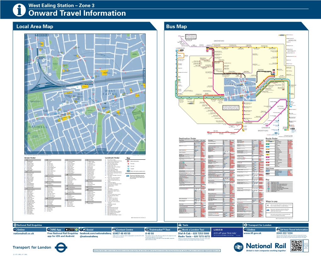 West Ealing Station – Zone 3 I Onward Travel Information Local Area Map Bus Map