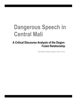 Dangerous Speech in Central Mali: a Critical Discourse Analysis of The