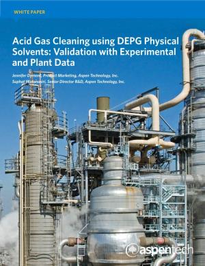 Acid Gas Cleaning Using DEPG Physical Solvents: Validation with Experimental and Plant Data