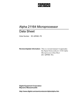 Alpha 21164 Microprocessor Data Sheet