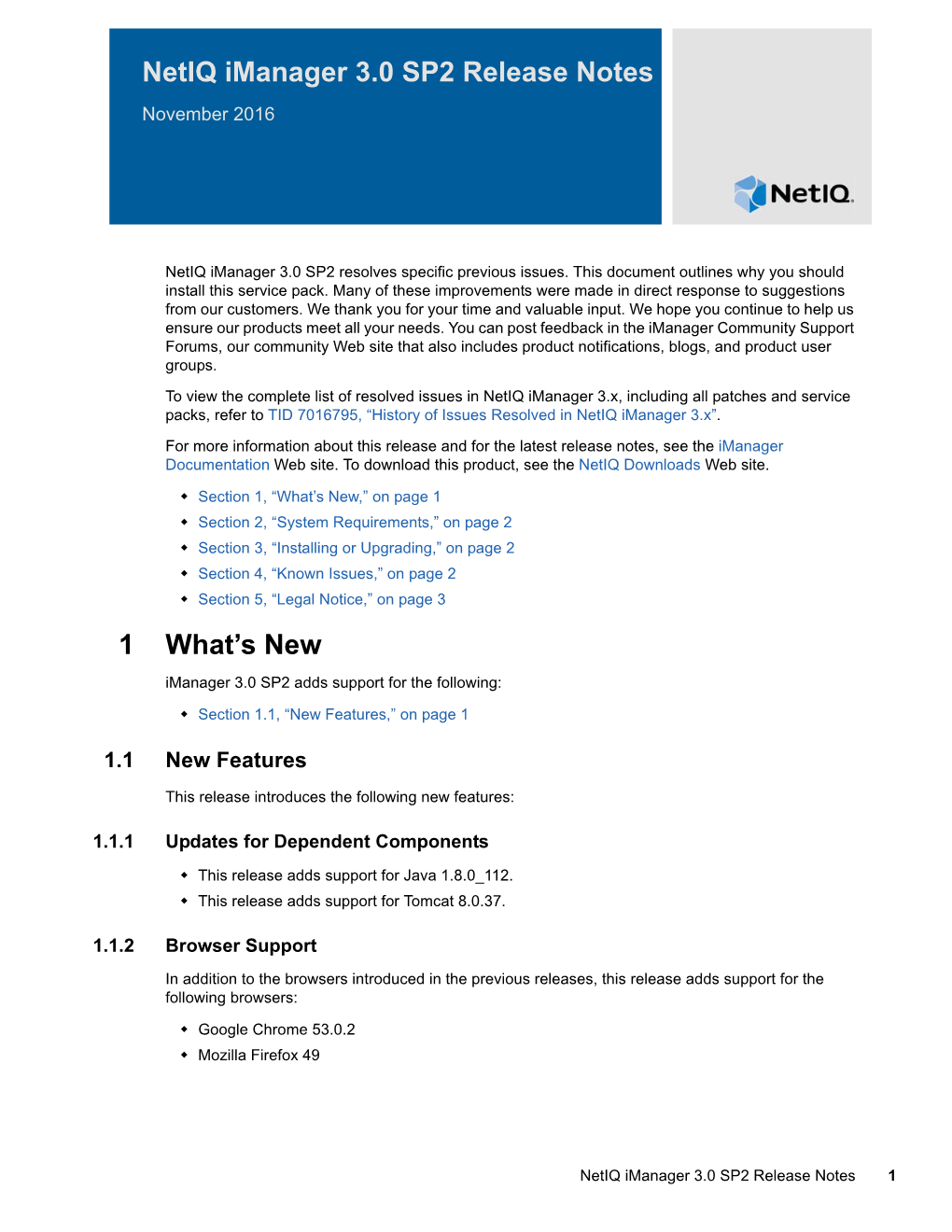 Netiq Imanager 3.0 SP2 Release Notes November 2016