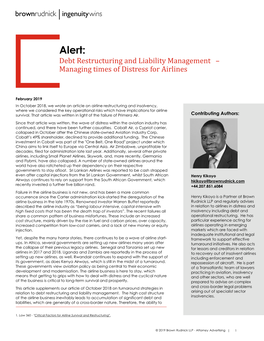 Debt Restructuring and Liability Management, Managing Times Of