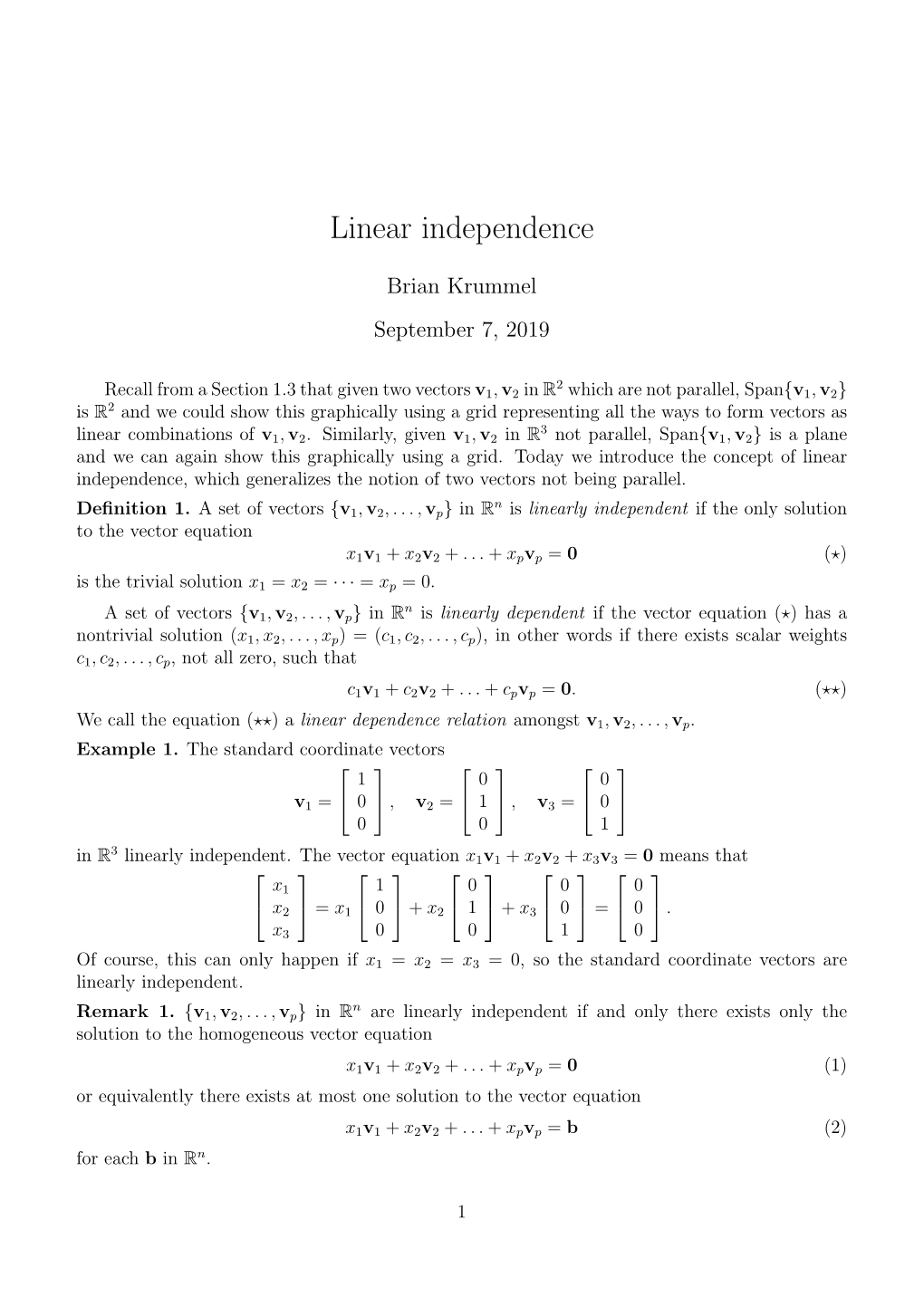 Linear Independence