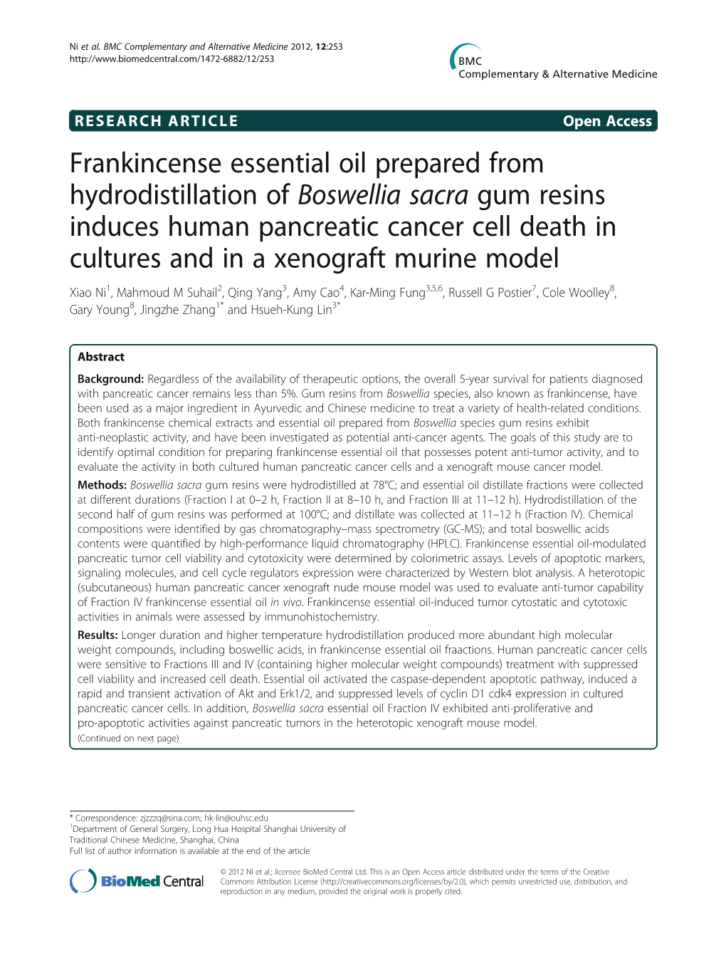 Frankincense Essential Oil Prepared from Hydrodistillation of Boswellia