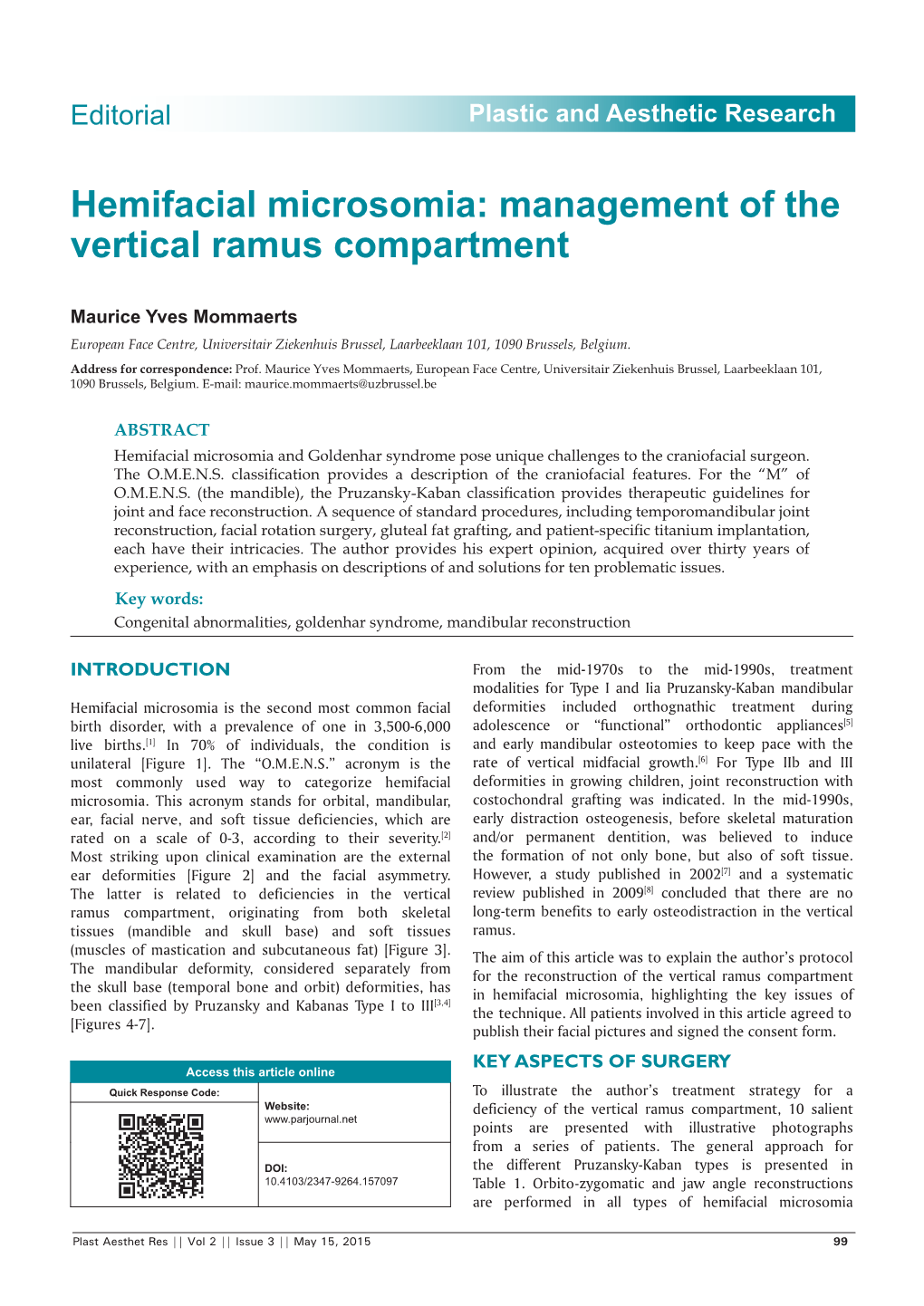 Hemifacial Microsomia: Management of the Vertical Ramus Compartment