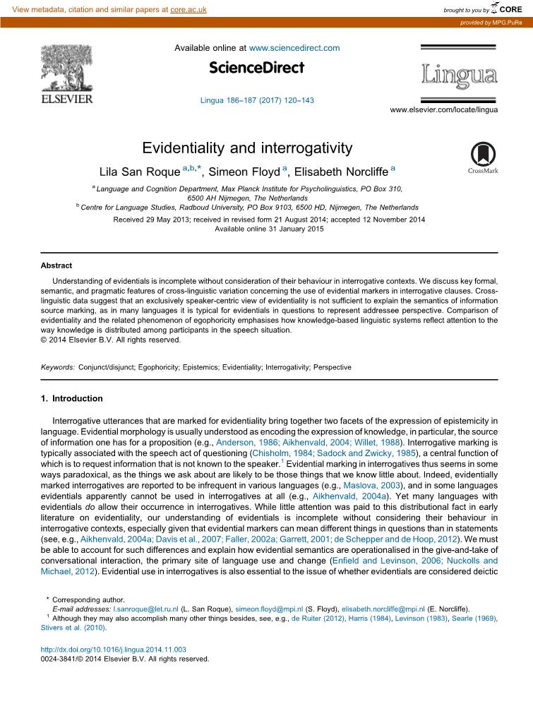 Evidentiality and Interrogativity