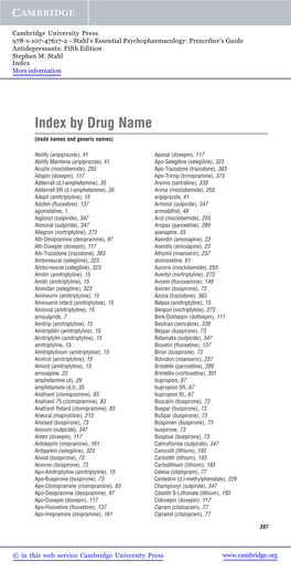 Index by Drug Name