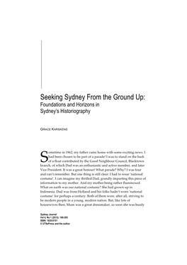 Seeking Sydney from the Ground Up: Foundations and Horizons in Sydney’S Historiography