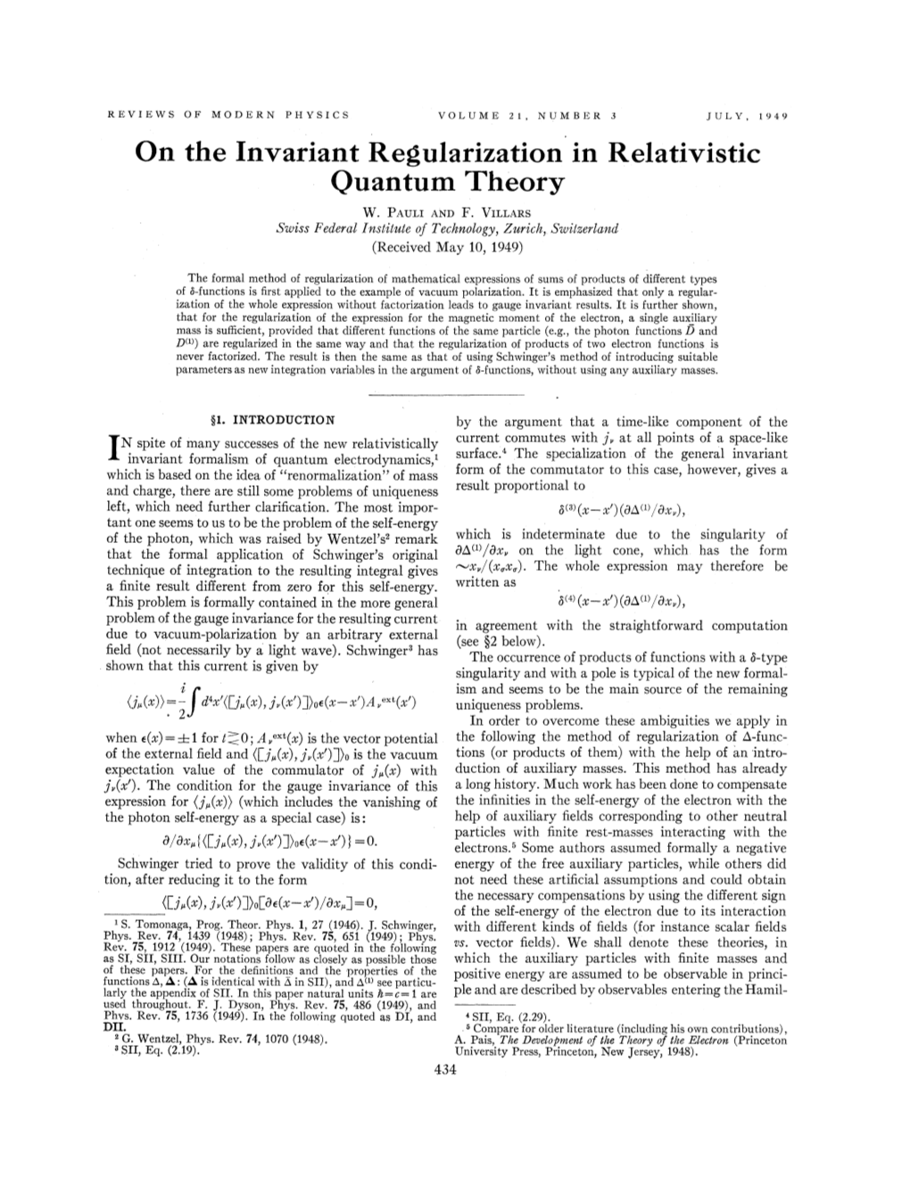 On the Invariant Regularization in Relativistic Quantum Theory
