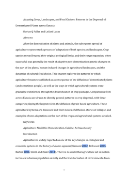 Patterns in the Dispersal of Domesticated Plants