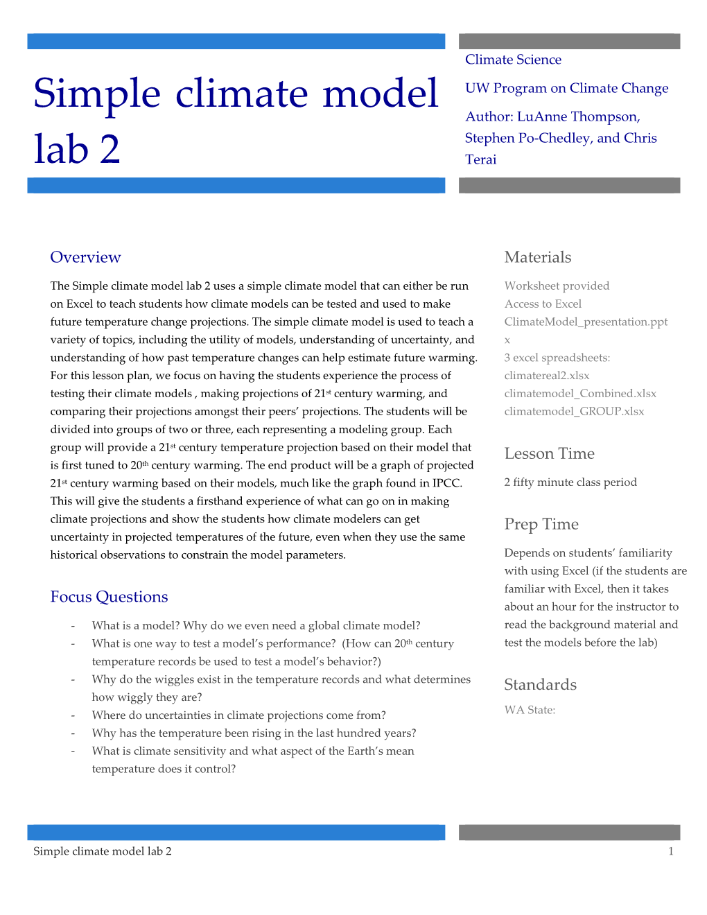 Simple Climate Model Lab 2