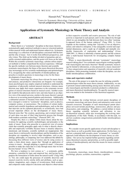 Applications of Systematic Musicology in Music Theory and Analysis