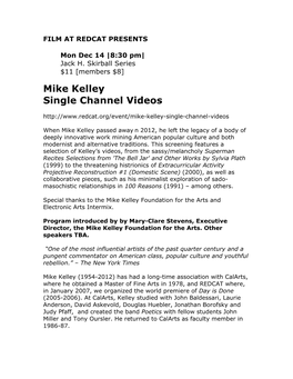 Mike Kelley Single Channel Videos