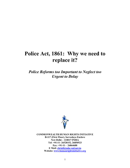 Police Act, 1861: Why We Need to Replace It?