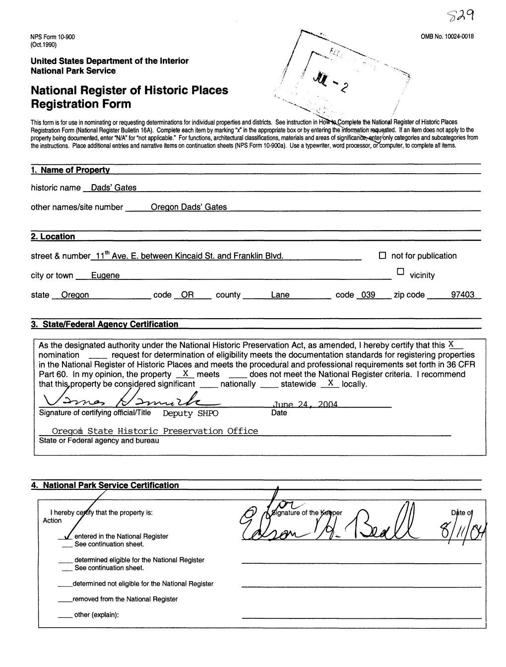 Vice National Register of Historic Places Registration Form "V \