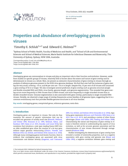 Properties and Abundance of Overlapping Genes in Viruses Timothy E
