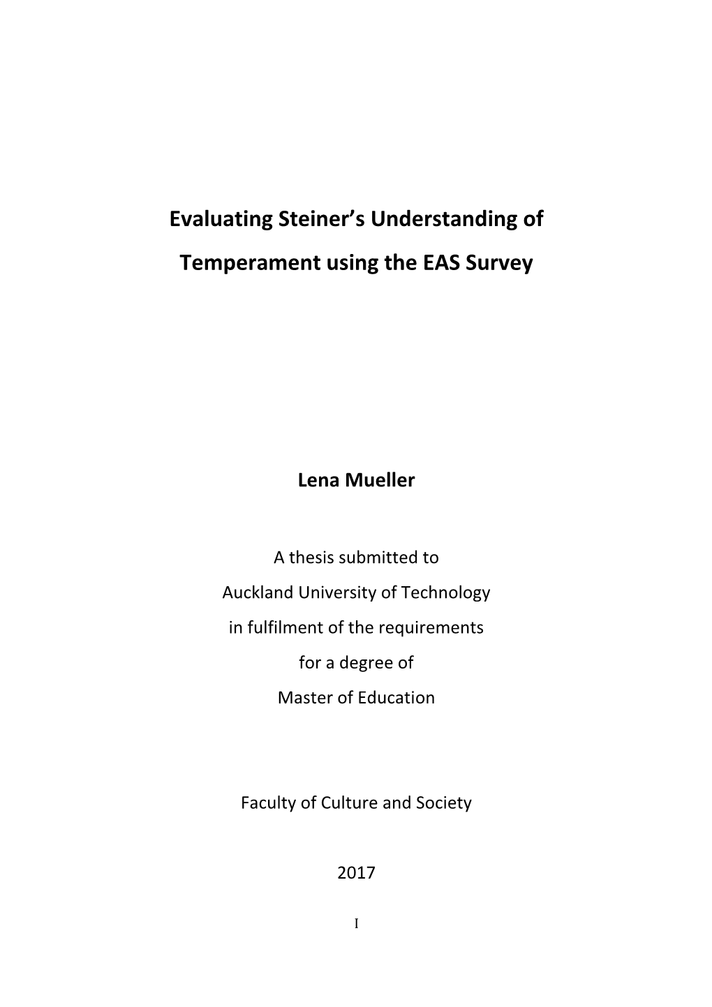 Evaluating Steiner's Understanding of Temperament Using the EAS Survey