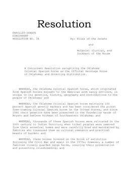 Resolution ENROLLED SENATE CONCURRENT RESOLUTION NO