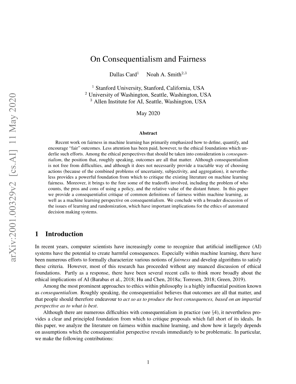 On Consequentialism and Fairness