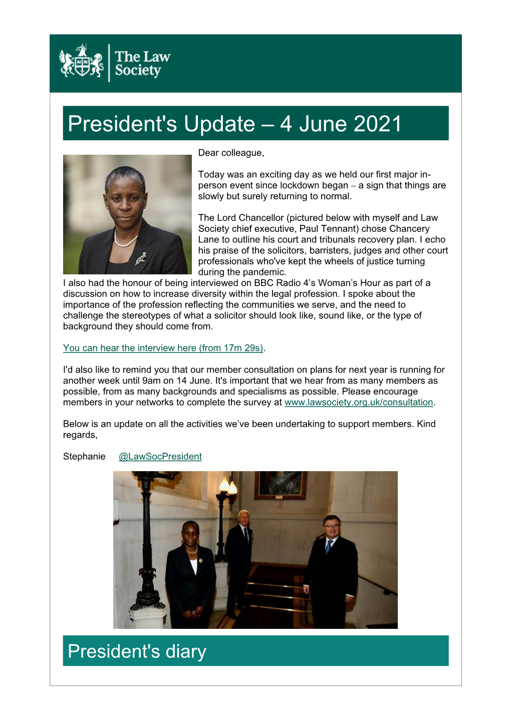 President's Update – 4 June 2021
