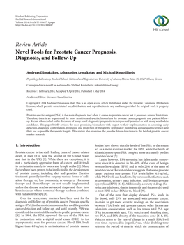 Review Article Novel Tools for Prostate Cancer Prognosis, Diagnosis, and Follow-Up