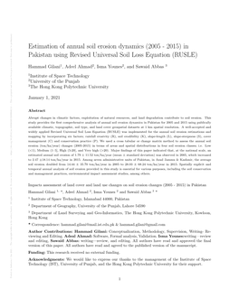 Estimation of Annual Soil Erosion Dynamics (2005