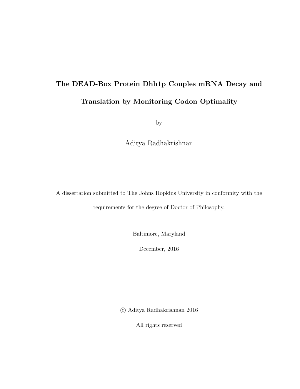 The DEAD-Box Protein Dhh1p Couples Mrna Decay And