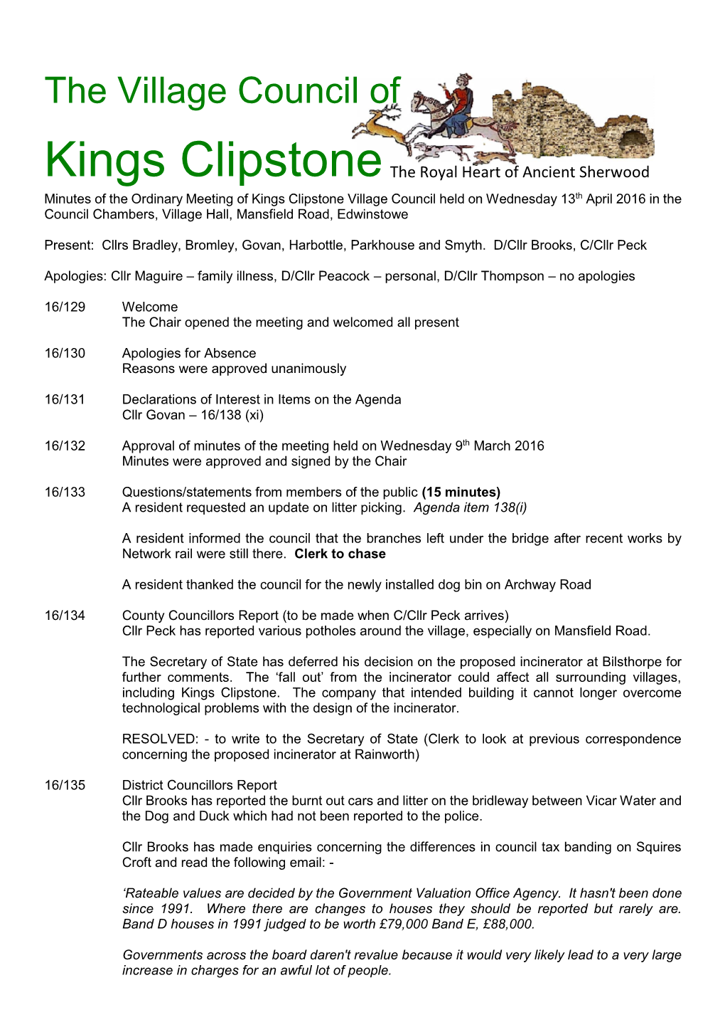 Kings Clipstone Parish Council