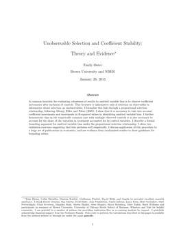 Unobservable Selection and Coefficient Stability: Theory and Evidence