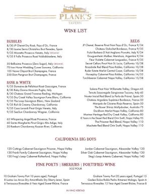 California Big Boys Fine Ports Sherries Fortified Wine