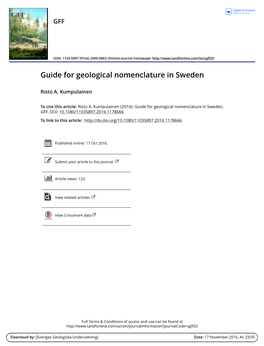 Guide for Geological Nomenclature in Sweden