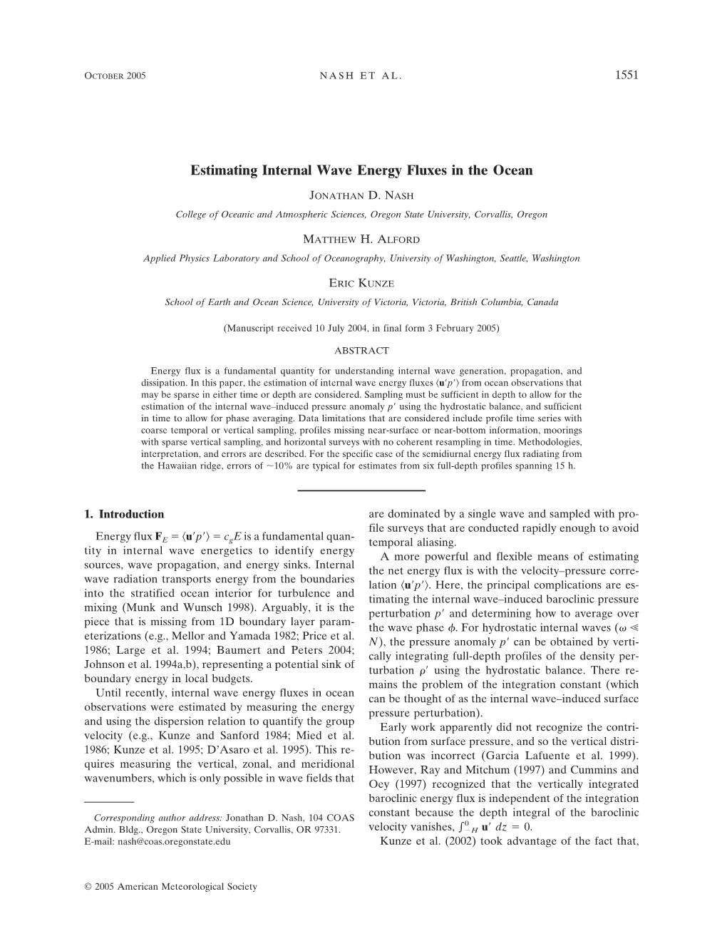 Estimating Internal Wave Energy Fluxes in the Ocean