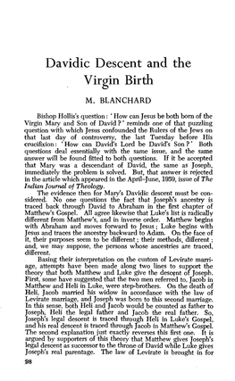 Davidic Descent and the Virgin Birth