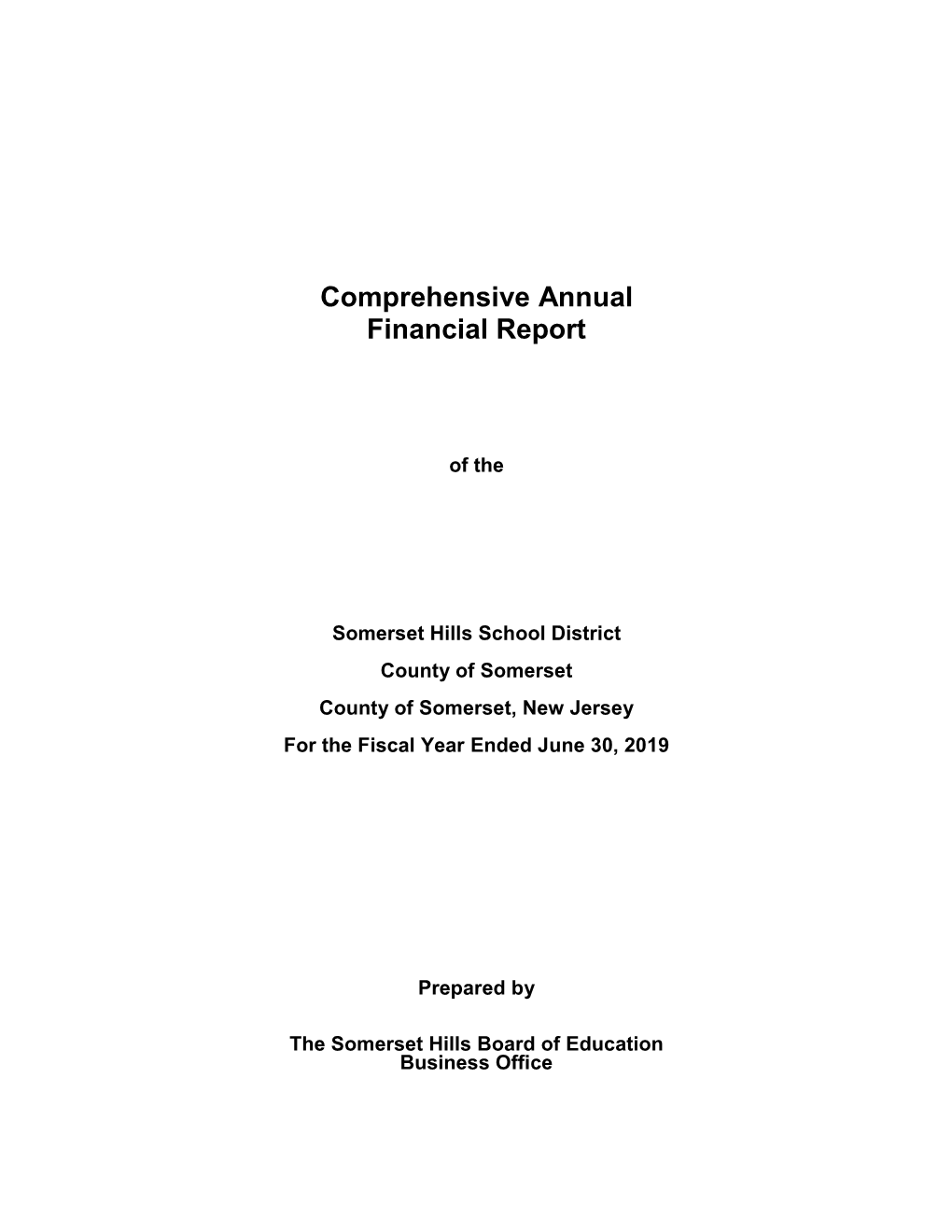 Comprehensive Annual Financial Report