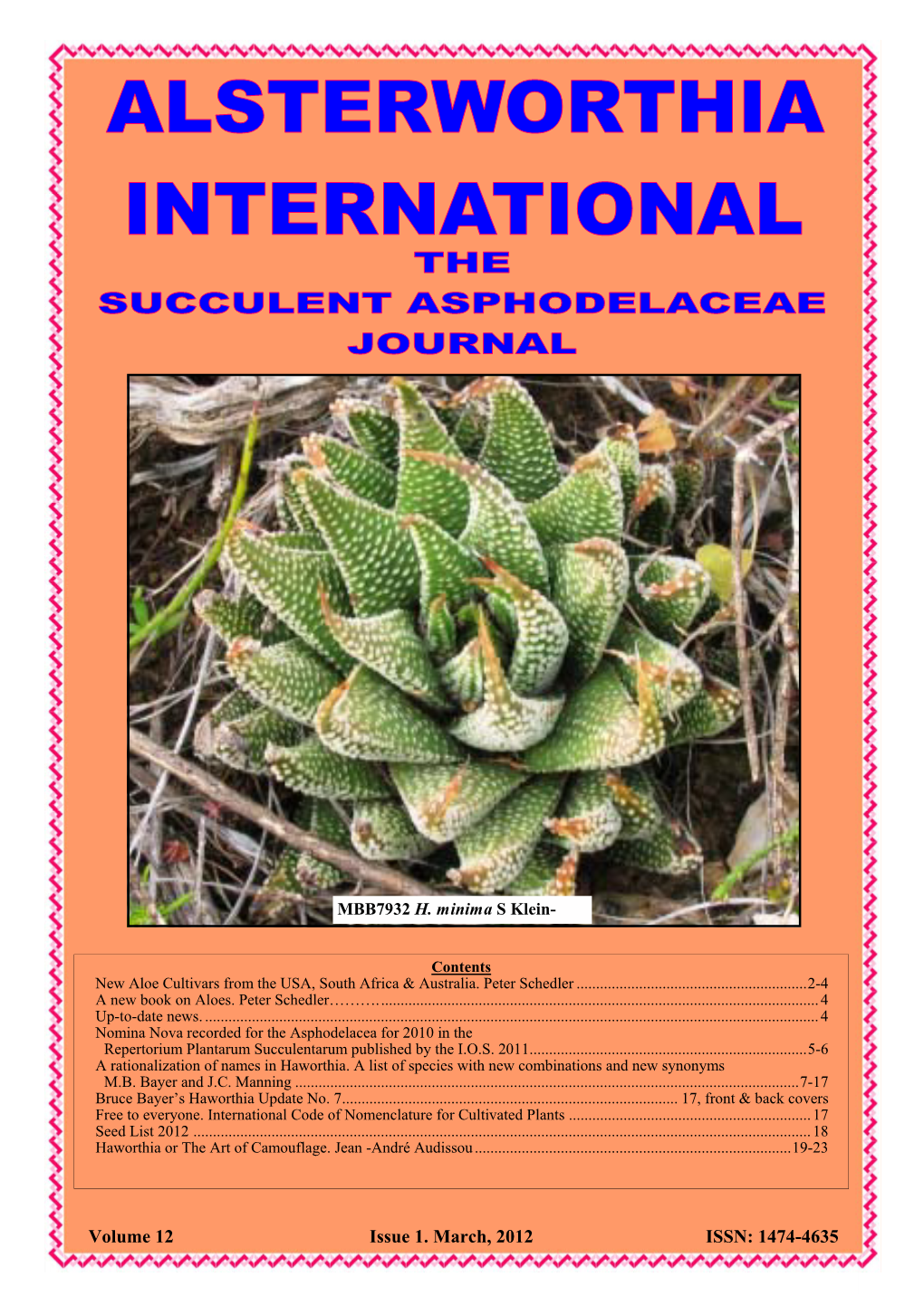 Alsterworthia International Volume 12