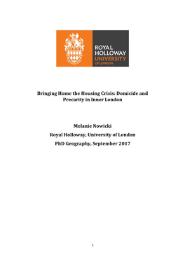 Bringing Home the Housing Crisis: Domicide and Precarity in Inner London