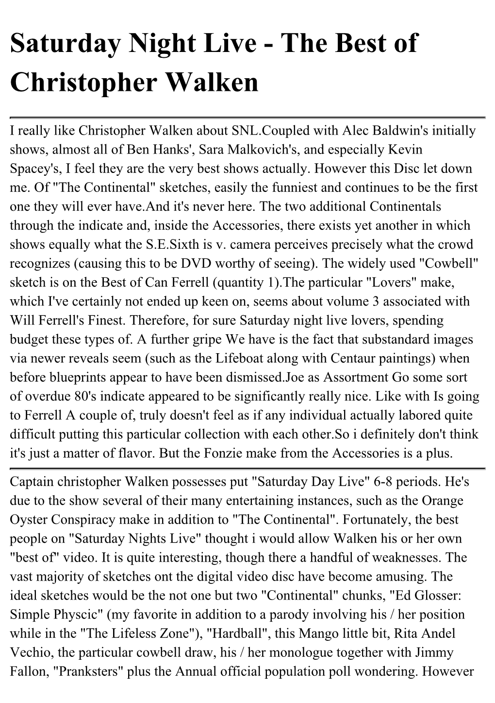 Saturday Night Live - the Best of Christopher Walken