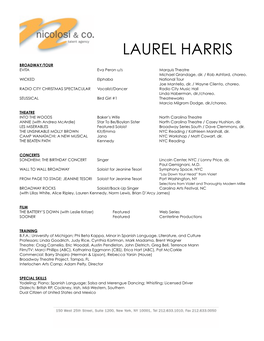 Laurel Harris Agent Resume