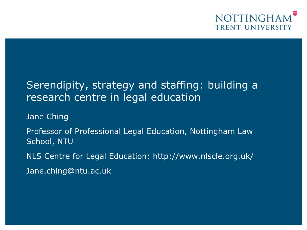 Building a Research Centre in Legal Education