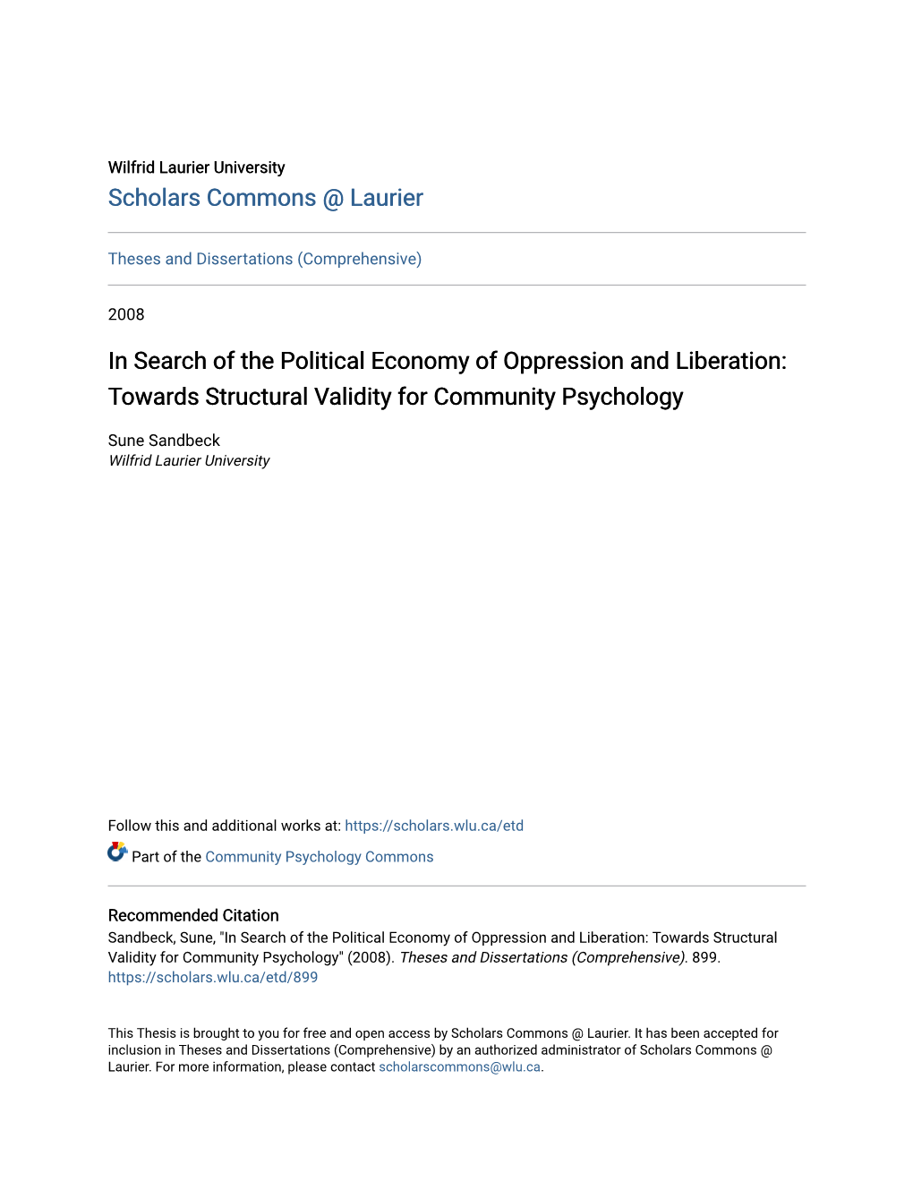 In Search of the Political Economy of Oppression and Liberation: Towards Structural Validity for Community Psychology