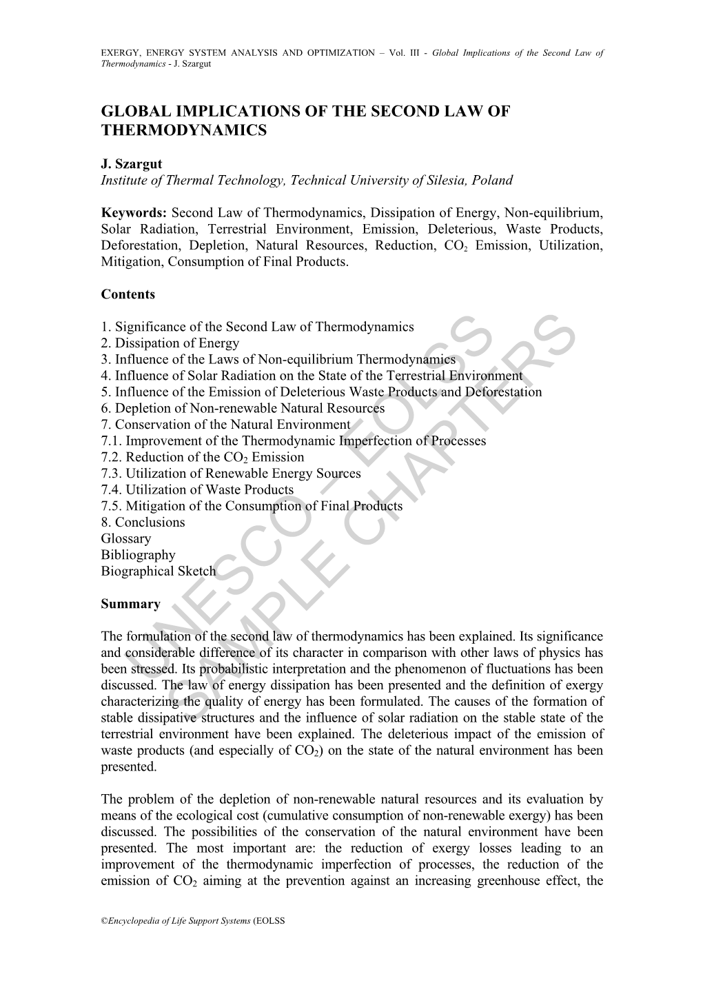 Global Implications of the Second Law of Thermodynamics - J