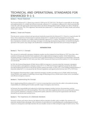 TECHNICAL and OPERATIONAL STANDARDS for ENHANCED 9-1-1 Section 1