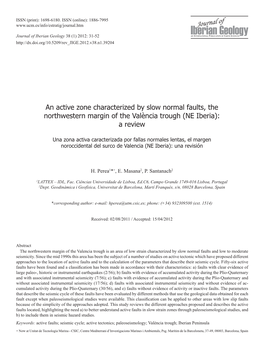 An Active Zone Characterized by Slow Normal Faults, the Northwestern Margin of the València Trough (NE Iberia): a Review