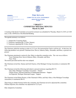 **DRAFT** COMMITTEE MEETING MINUTES March 14, 2019