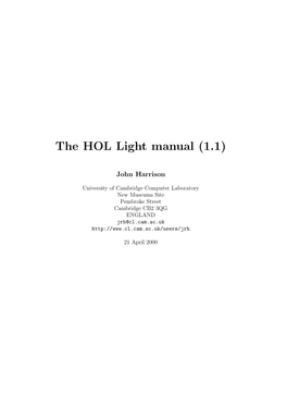 The HOL Light Manual (1.1)