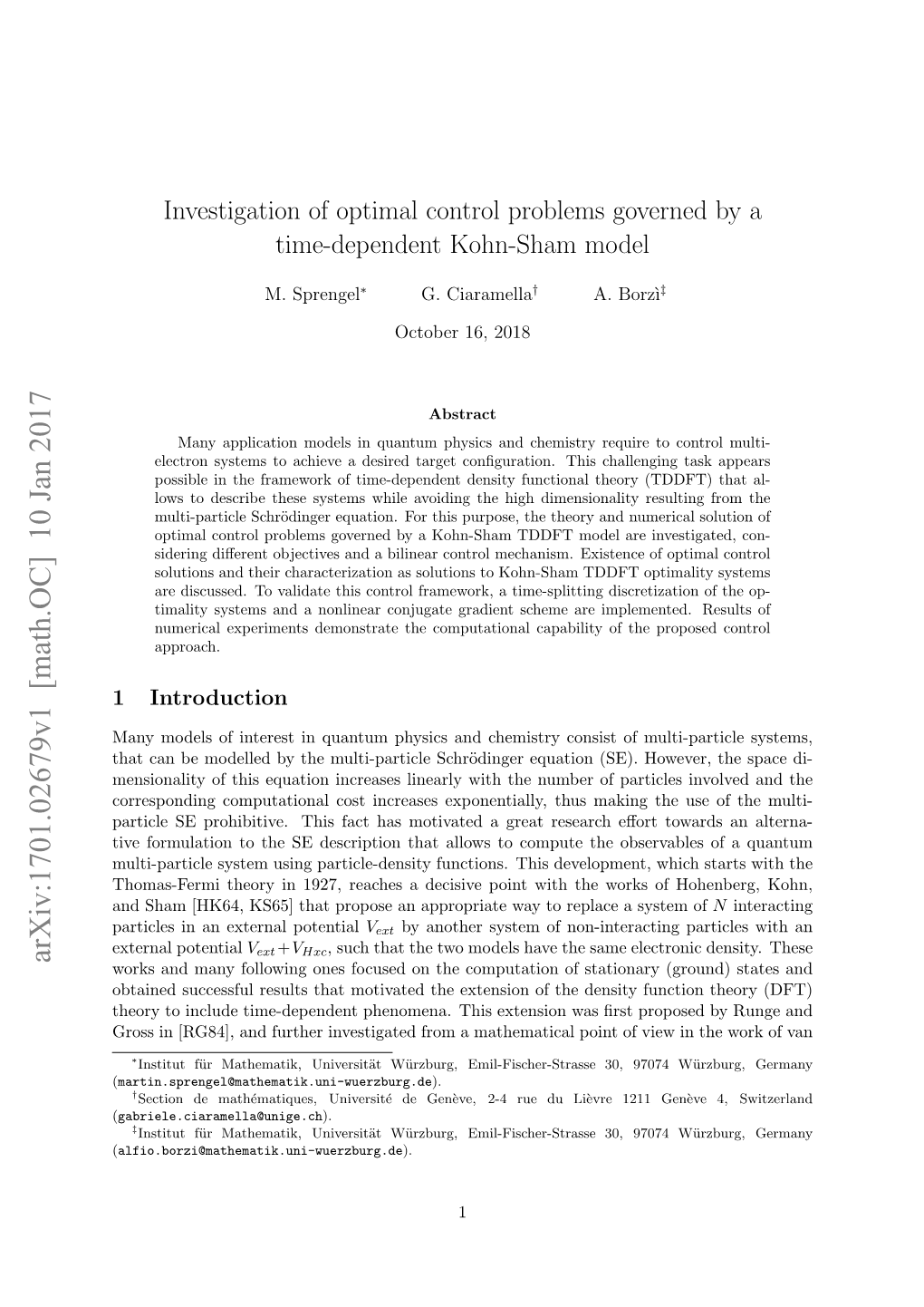 Optimal Control with TDKS